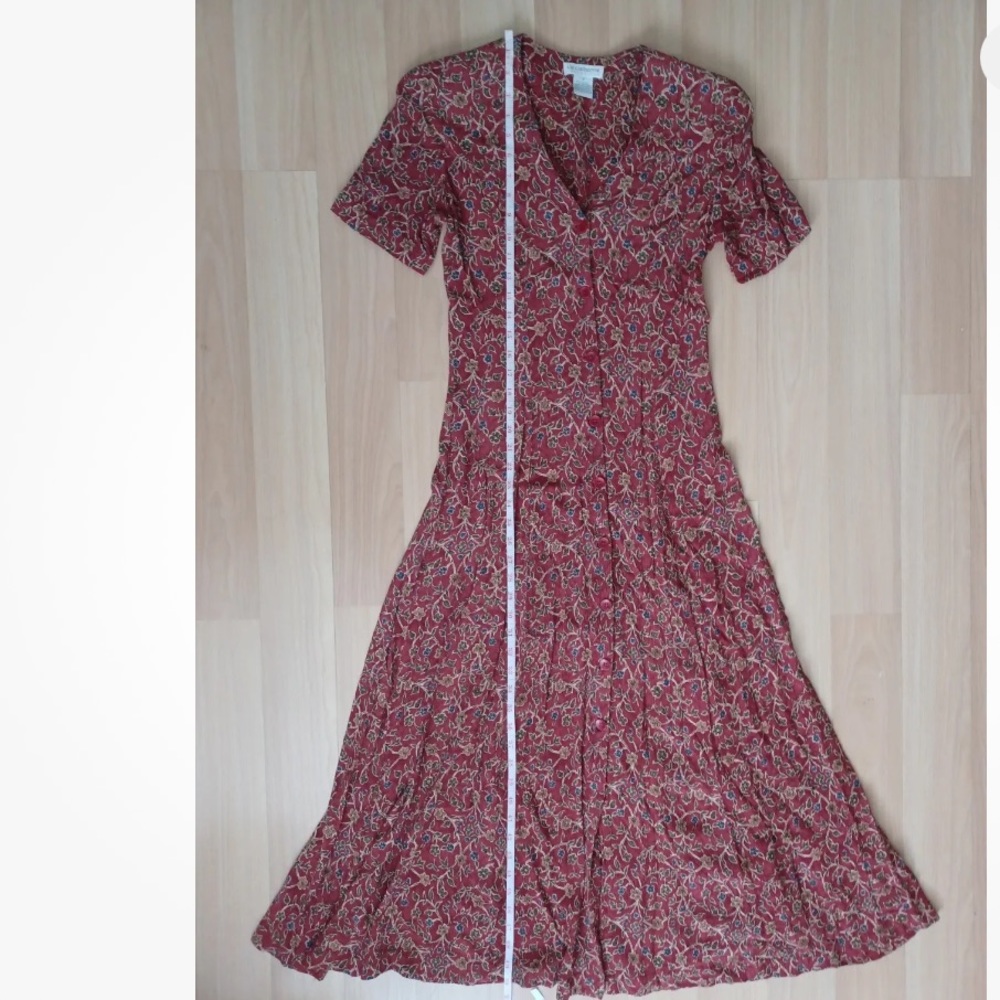 Vintage 70s Liz Claiborne Short Sleeved Long Floral Dress Size 8 (runs small) - Picture 2 of 6
